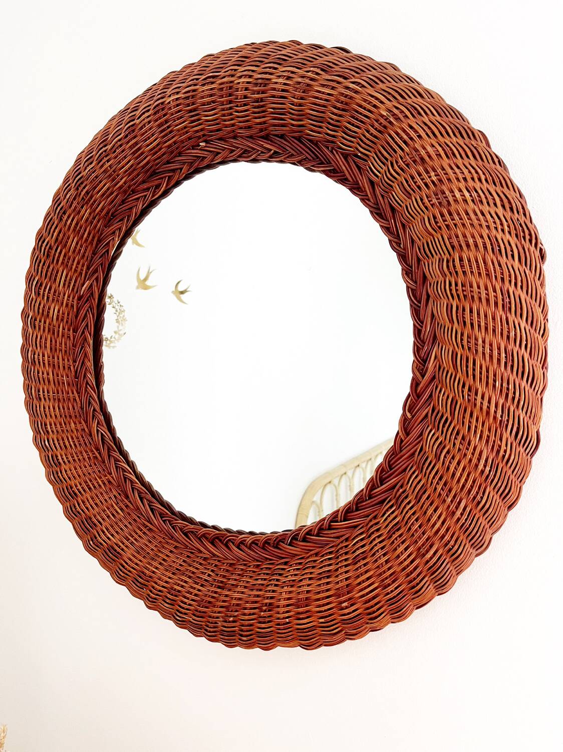 Vintage wicker mirror