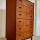 Vintage Danish mid-century teak tallboy chest of drawers 1960s