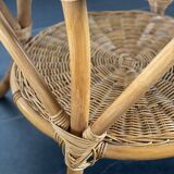 Vintage round rattan and bamboo salon table