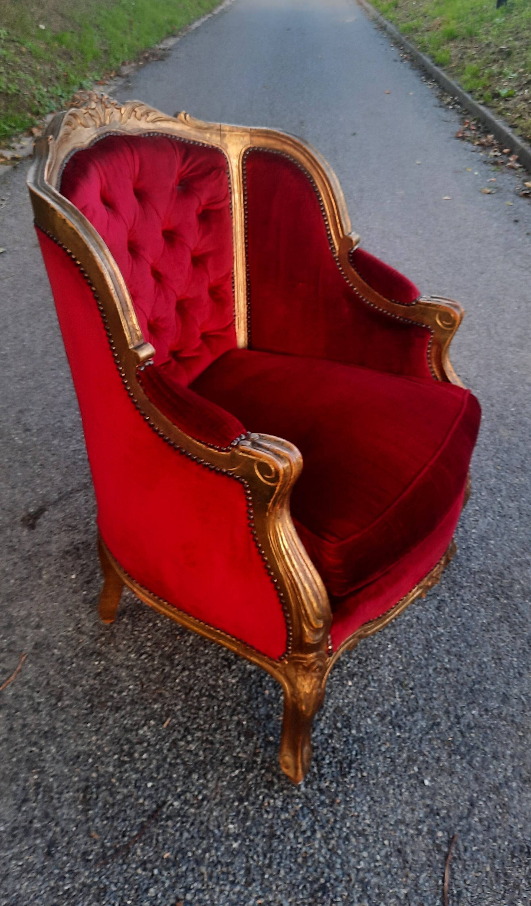 Large Louis XV style padded bergère