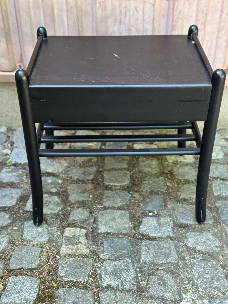 Vintage bedside table from the 1980s in black wood.
