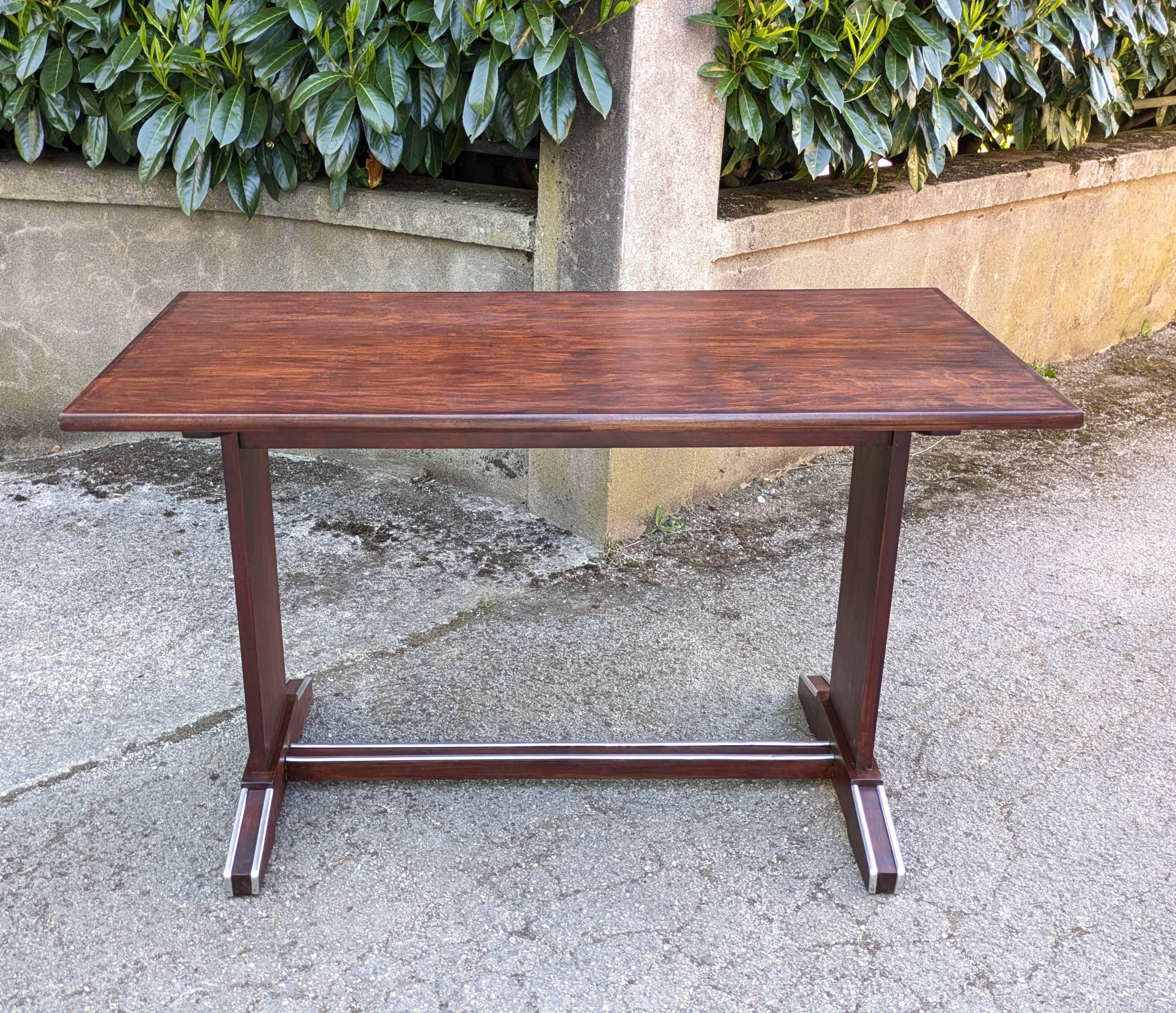 restored bistro table teak finish 1950