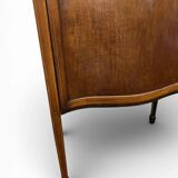 vintage wooden display cabinet with curved glass