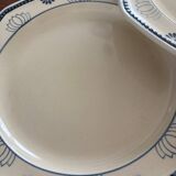 Set of 8 Longchamp France Octagonal Plates - Blue Lotus Flower Pattern