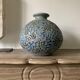 Vase Mougin blue flower and vegetal motif