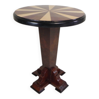 Art Deco style table with different types of inlaid wood