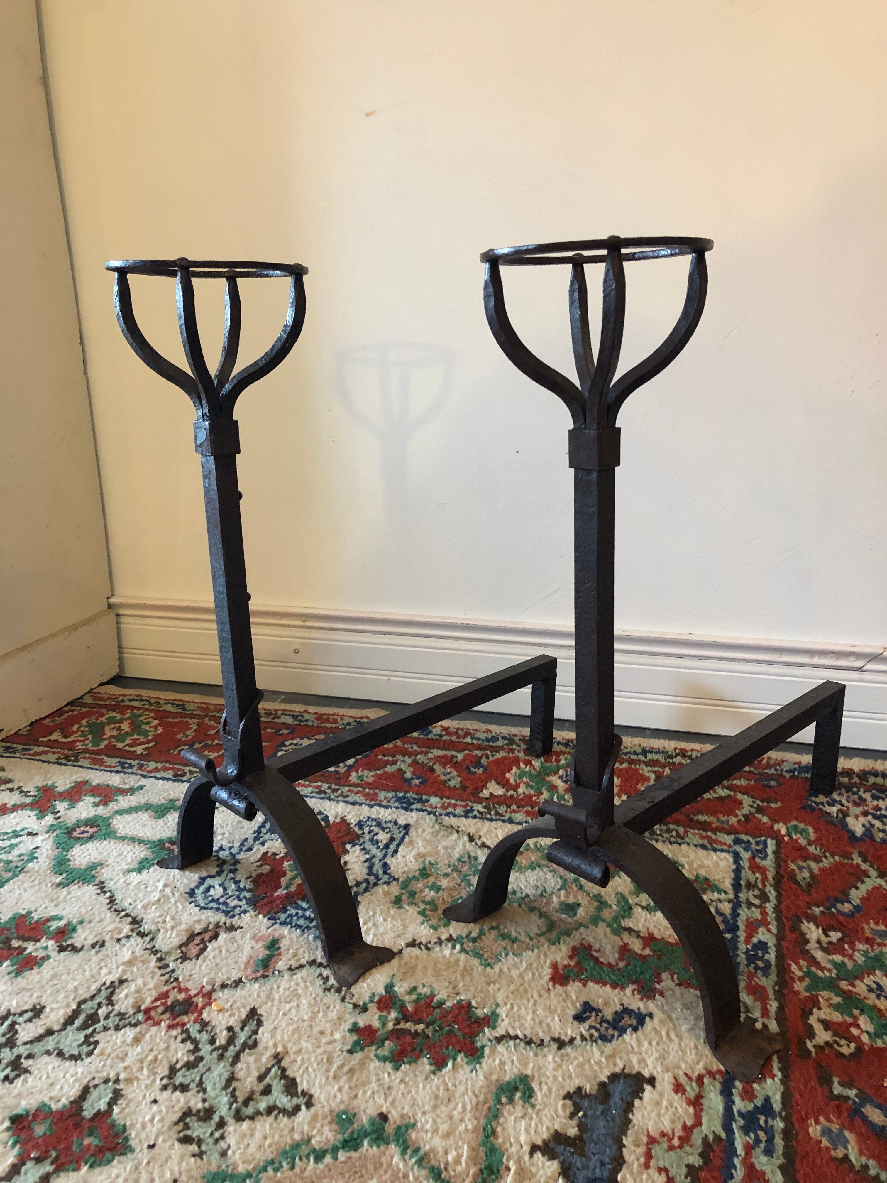 Ancient cast iron chenets