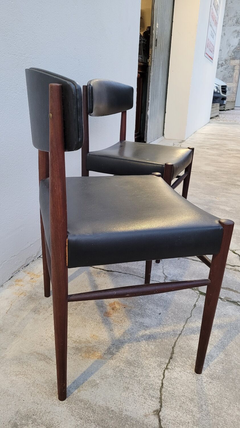 Pair of vintage teak Scandinavian chairs 1950