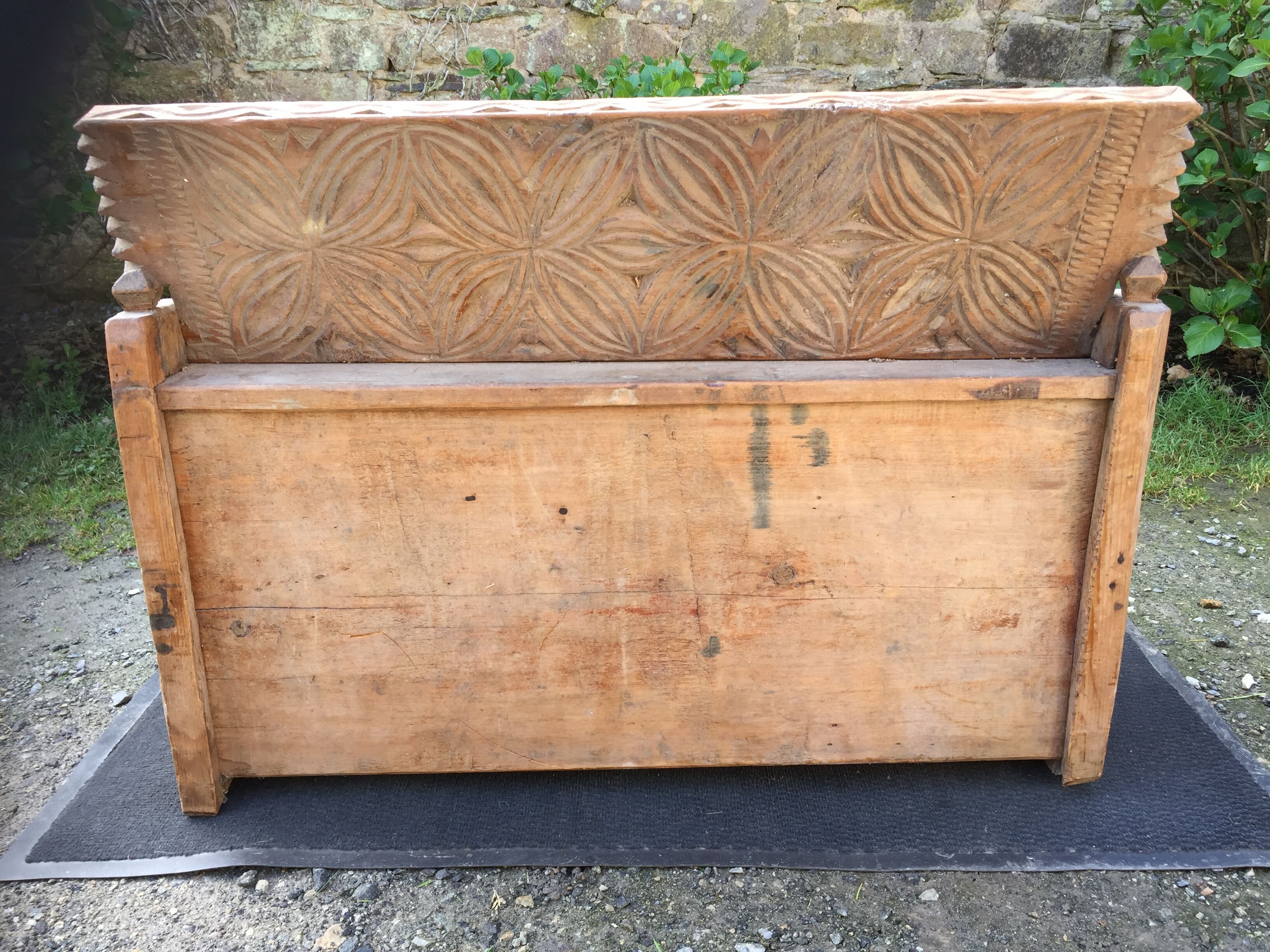 Ancient brutalist chest carved wind rose
