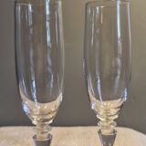 2 antique crystal champagne flutes