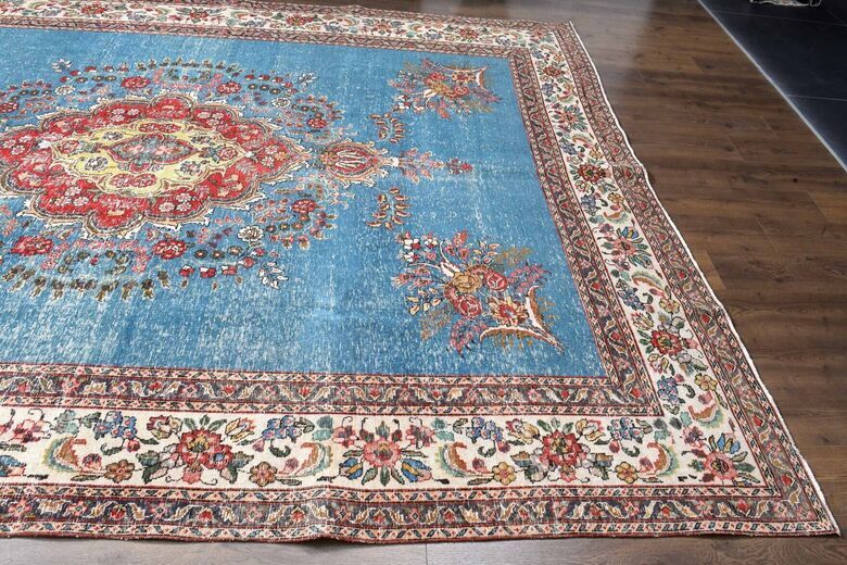 Blue Handmade Persian Vintage Rug 274x370 cm