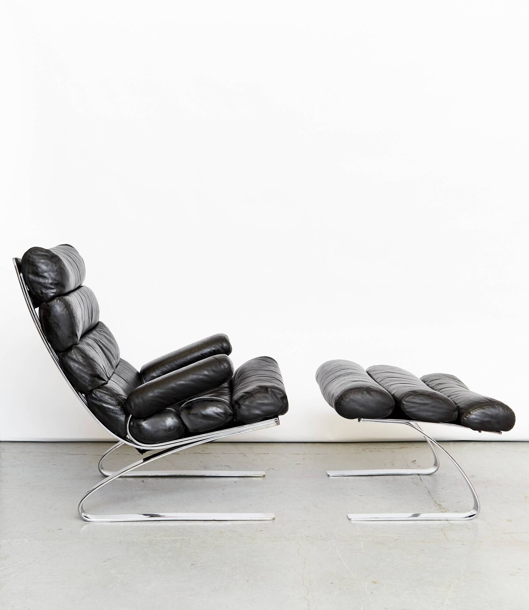 Sinus Armchair with Ottoman by Reinhold Adolf & Hans-Jürgen Schräpfer for Cor
