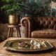 Small vintage brass tray with a floral design, Louis XVI style.