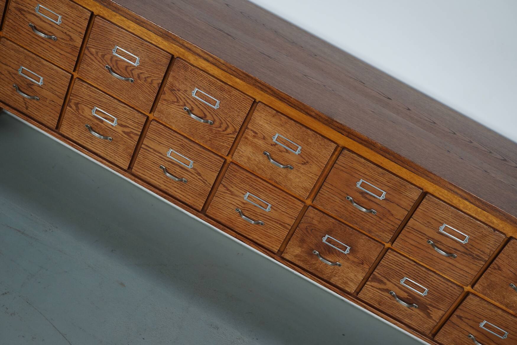 Vintage Dutch Oak Apothecary Sideboard / Filing Cabinet, 1950s