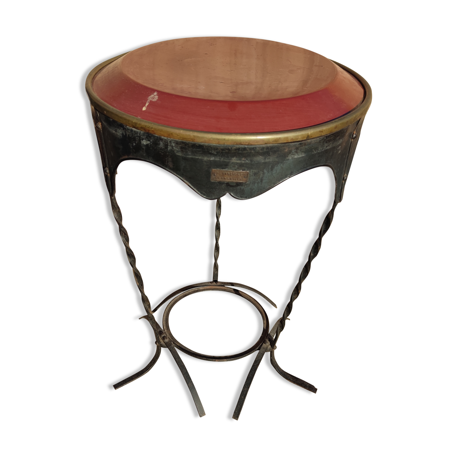 Painted and enameled sheet metal side table