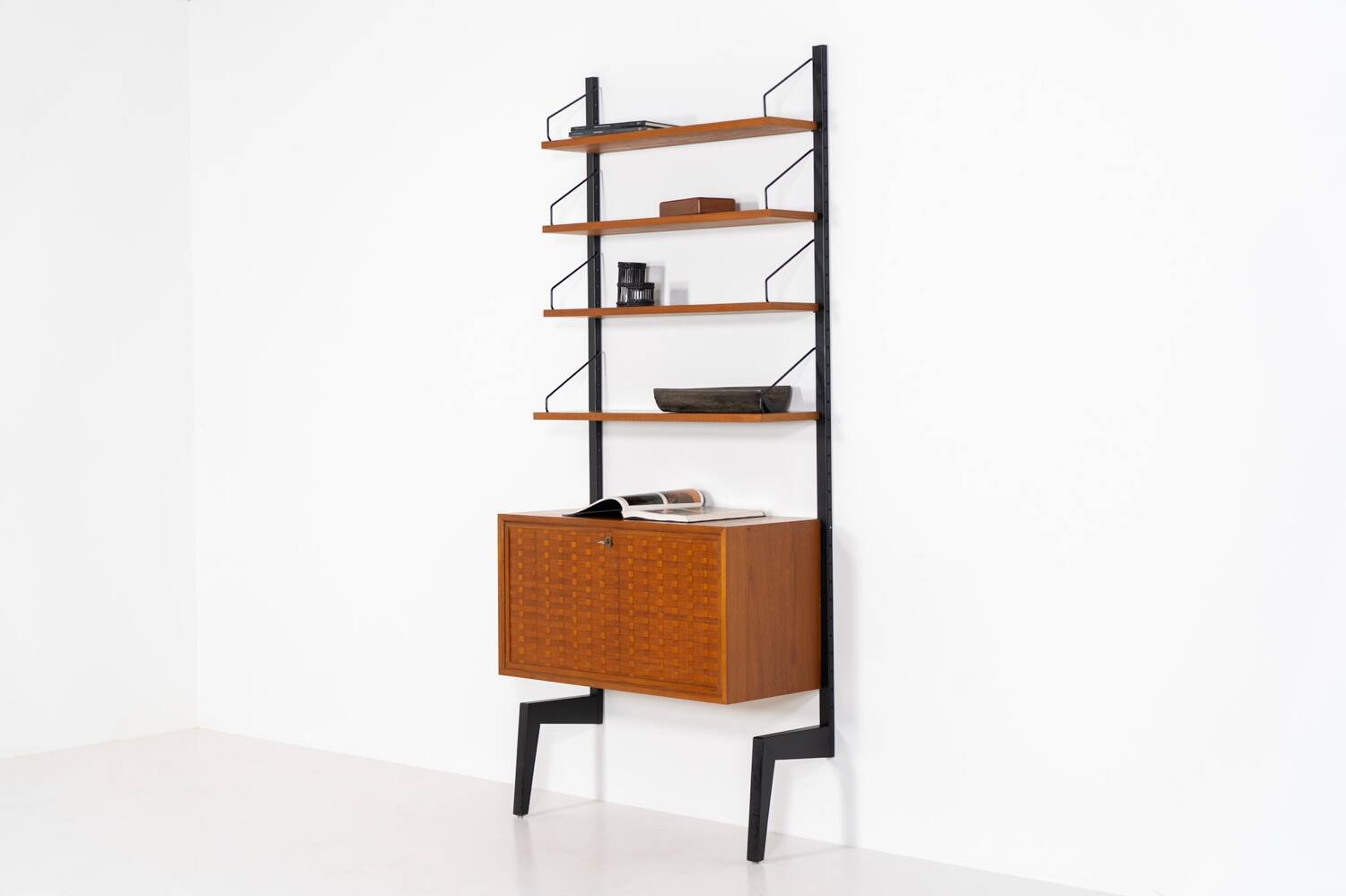 Rare Poul Cadovius standing wall-unit with bar (Denmark, 1960s).