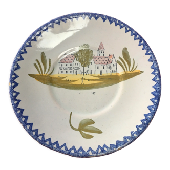 Saucer or plate earthenware Charolles village motif