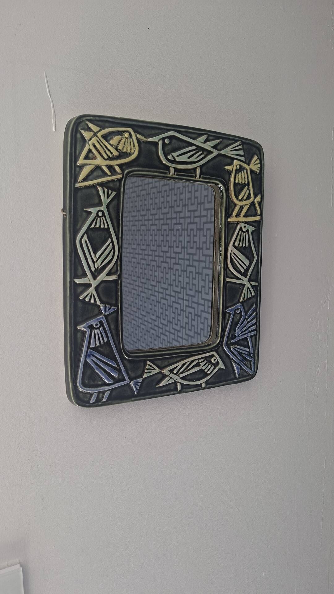 Ceramic Bird Mirror Lisa Larson Harlequin Series / Gustavsberg