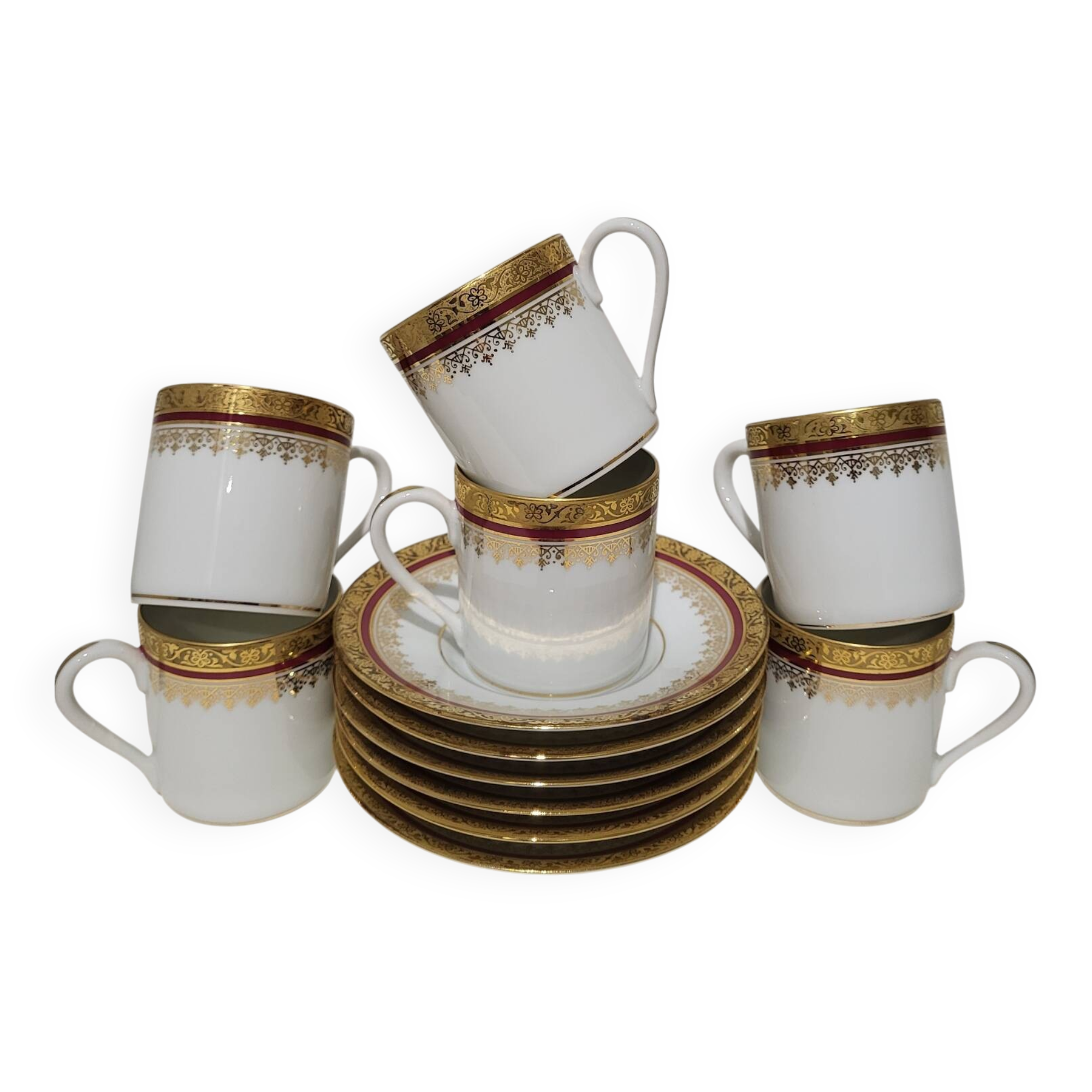 6 coffee cups signed "Jammet Seignolles"