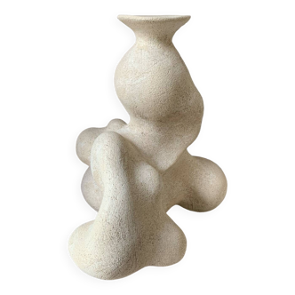 Raw white stoneware vase