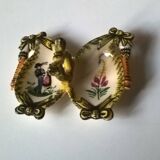 Salt pepper shaker antique butterfly shape Henriot Quimper rare