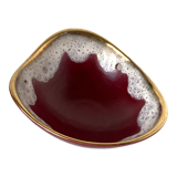 Earthenware pocket tray, red covered and foam with gilding