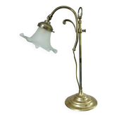 Art nouveau lamp in bronze and frosted glass tulip
