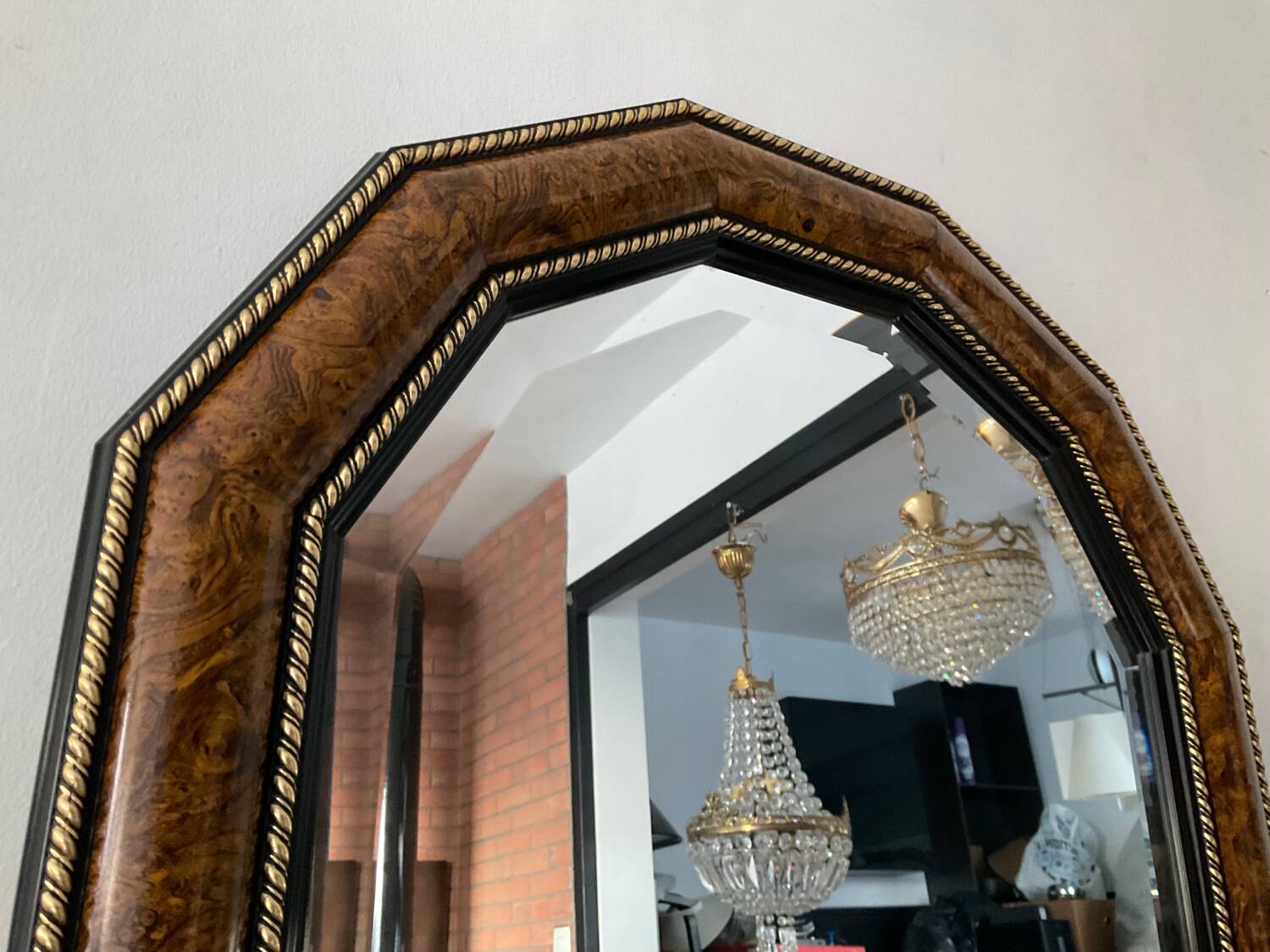 Large vintage Italian wooden mirror
