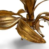 1960s Hollywood Style Gold Metal Chandelier, Fleuri