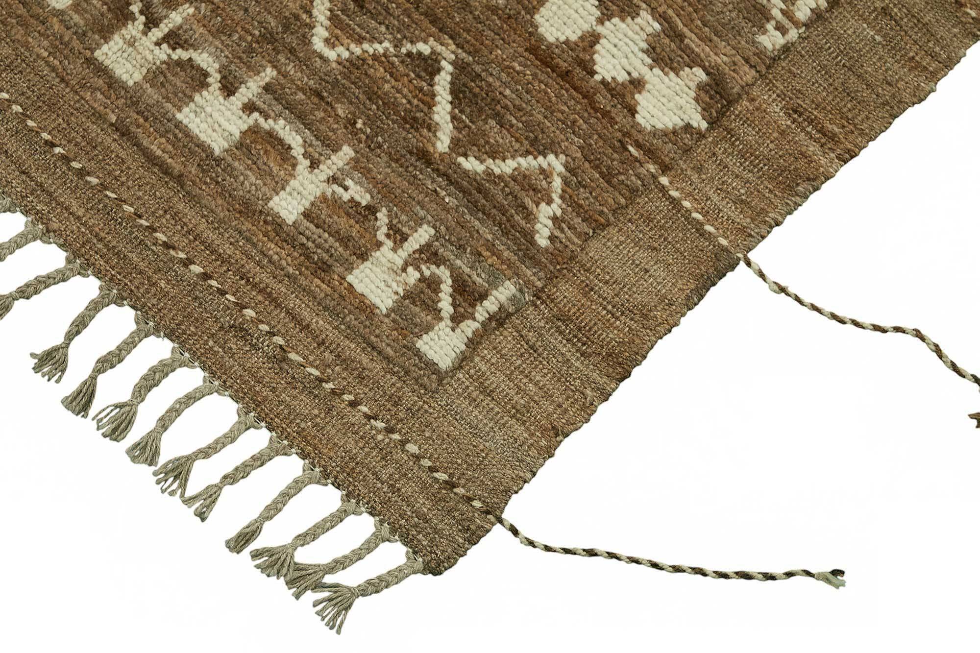 Handwoven Tribal One of a Kind 206 cm x 308 cm Brown Wool Carpet