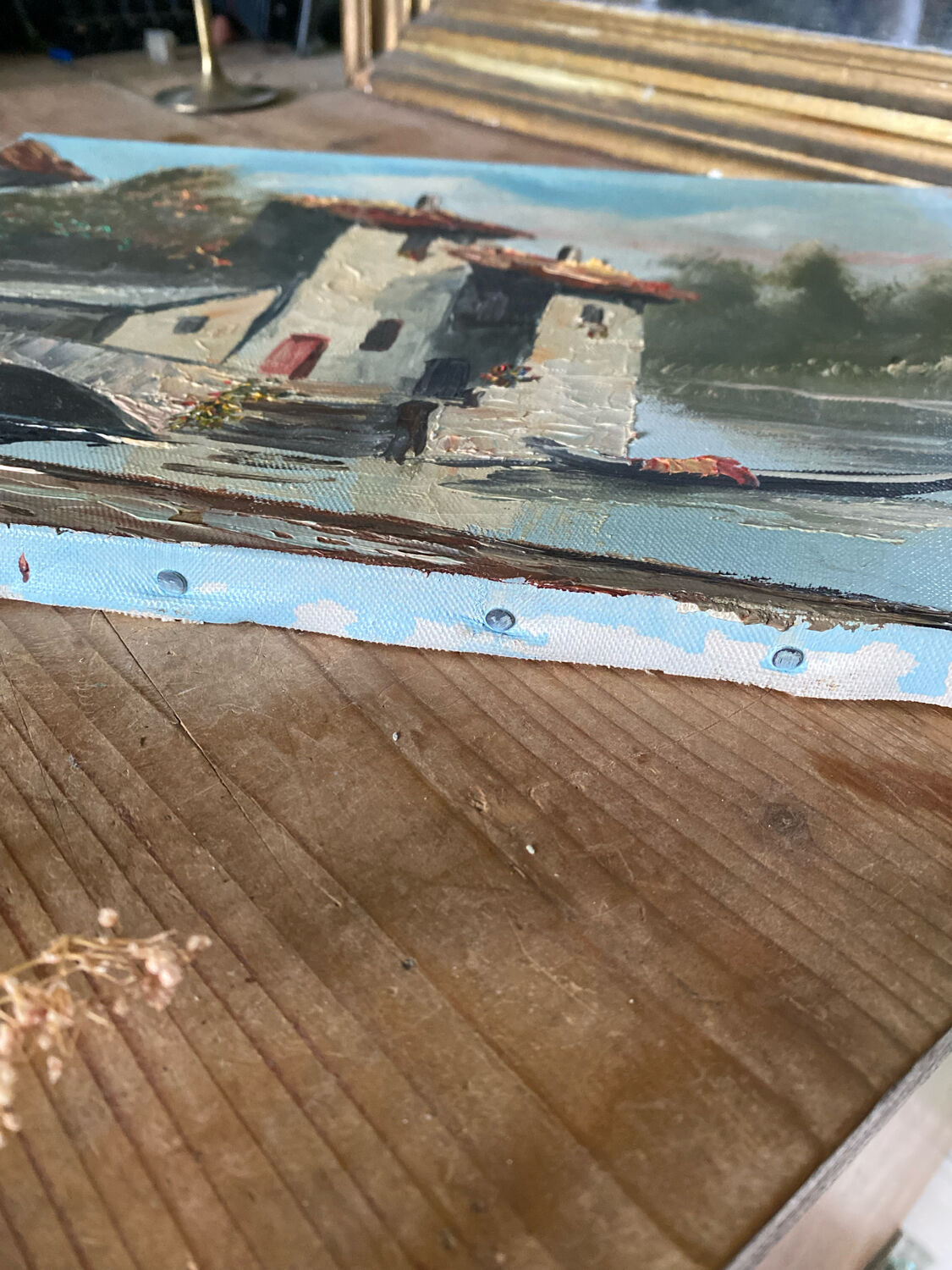 Painting landscape painting on canvas