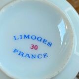 Set of 2 Istanbul and LImoges porcelain cups decorated with small blue flowers