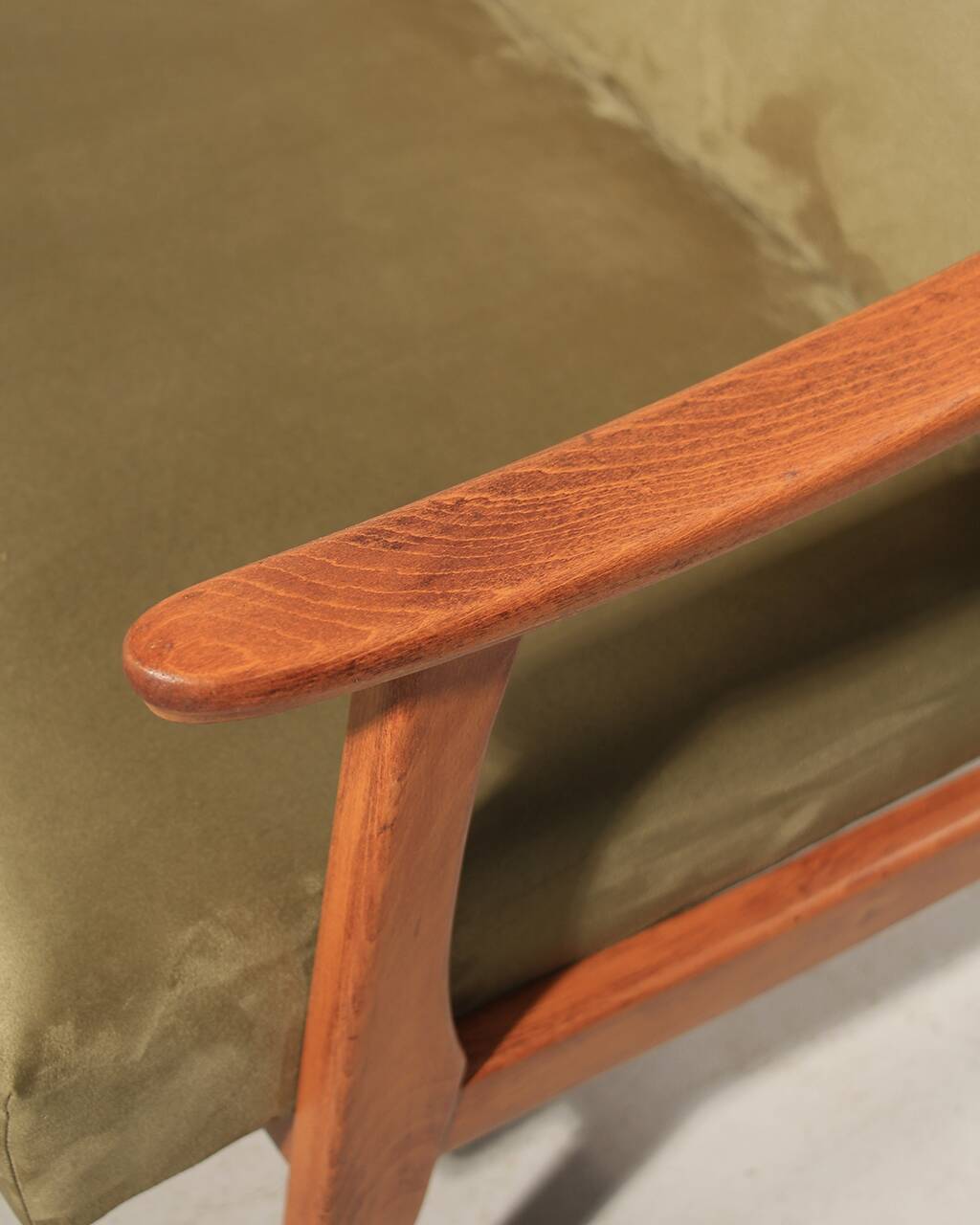 Vintage green velvet armchair