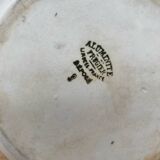 Antique aluminite teapot frugier white & silver ceramic vintage