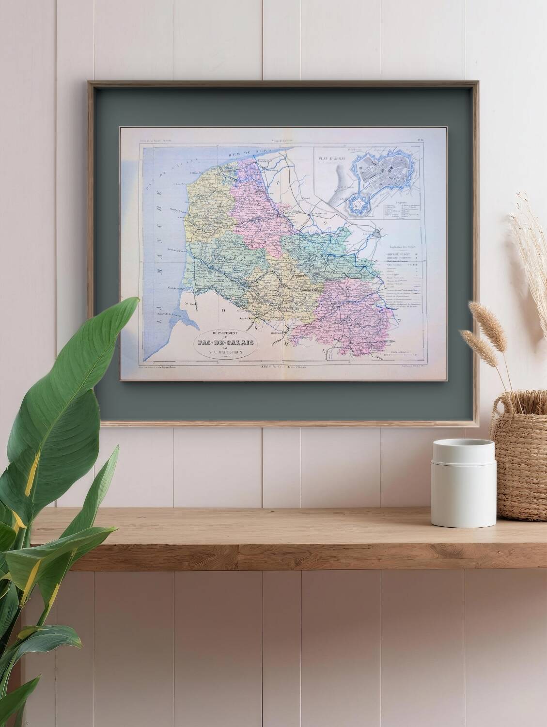 Pas-de-Calais, old map, printed in 1883.