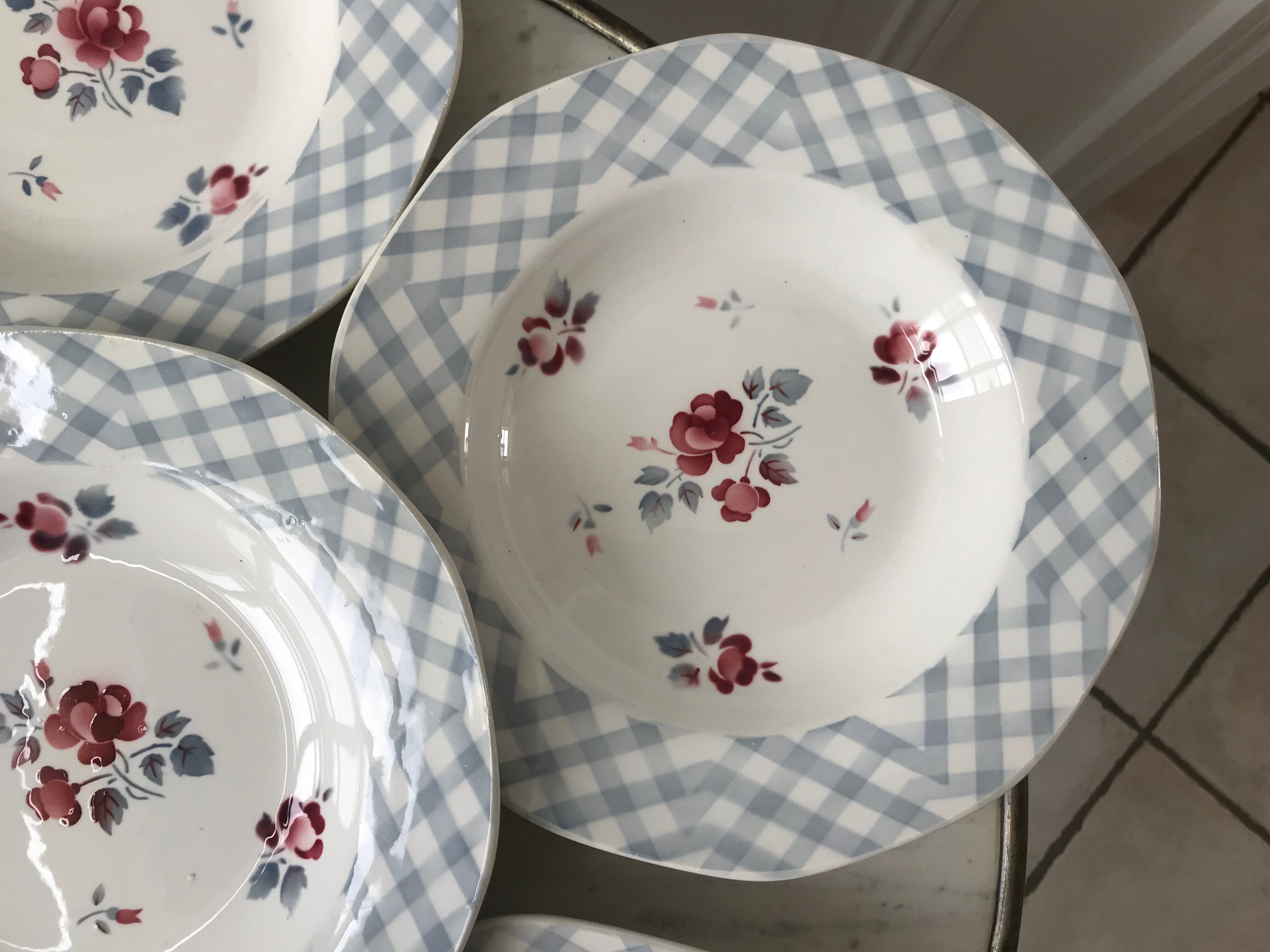 set of 6 hollow plates Digoin Sarreguemines model "Bastia" years 30-40