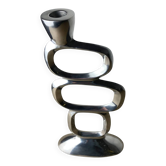 Bougeoir en forme de cercle par Matthew Hilton, en aluminium, années 1980.
