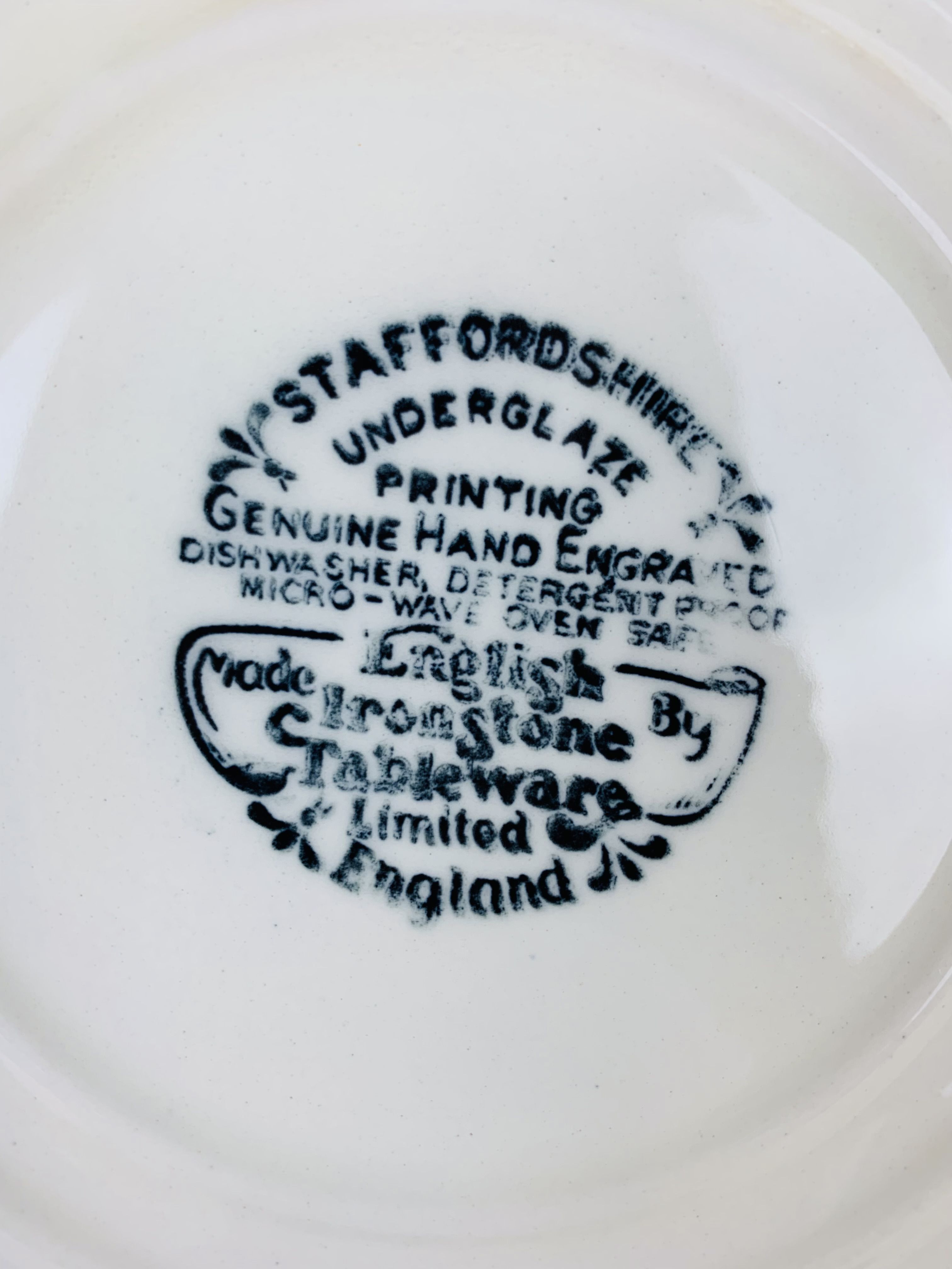 4 plates Green English Iron Earth Staffordshire England ironstone