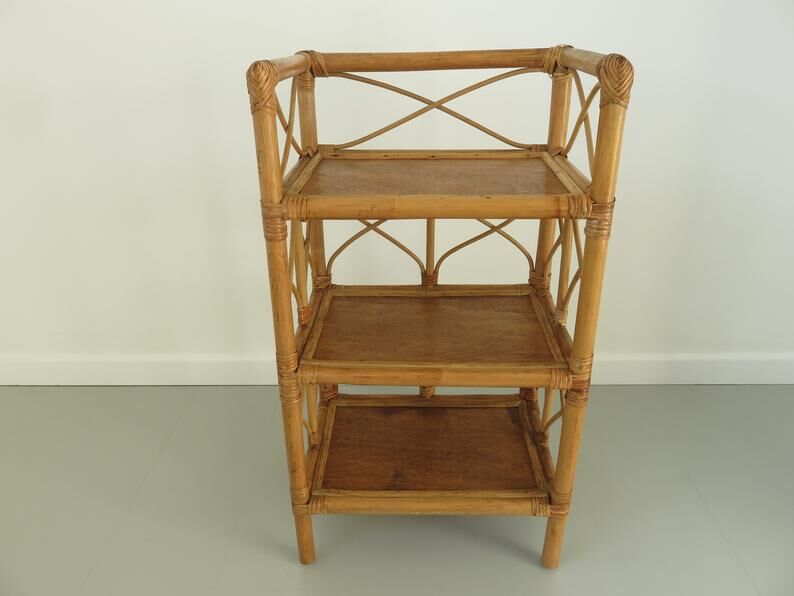 Bamboo rattan shelf, 60/70s