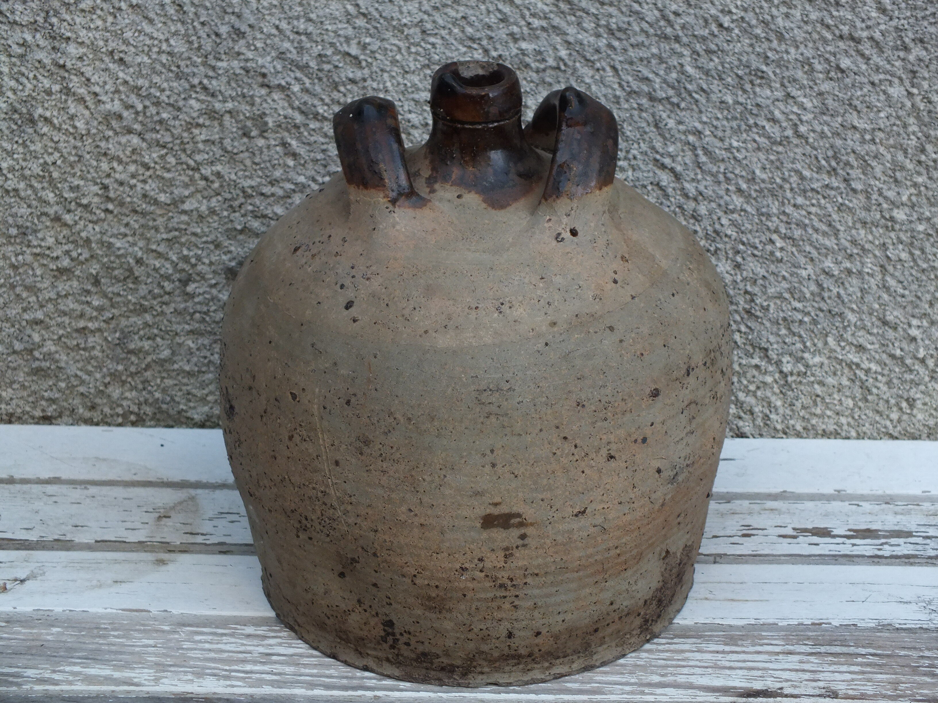 Glazed clay oil jar - ancient pottery