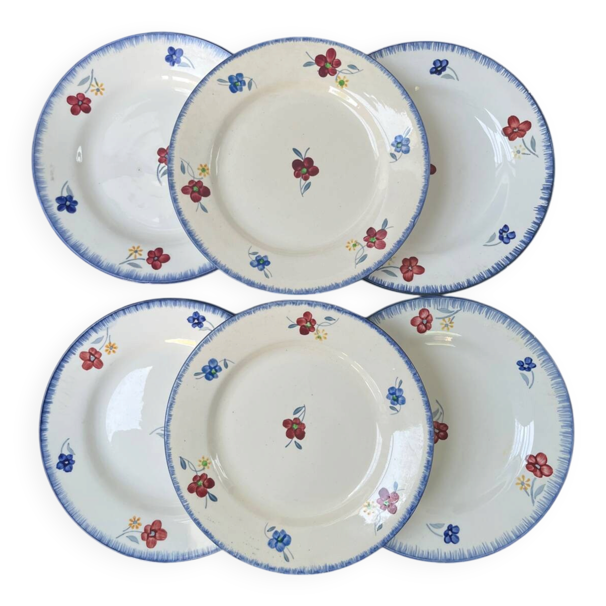 Set of 6 Digoin Sarreguemines "Mary Lou" plates – floral earthenware
