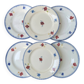 Set of 6 Digoin Sarreguemines "Mary Lou" plates – floral earthenware