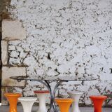 Oval dining table in chrome and smoked glass, 1970.
