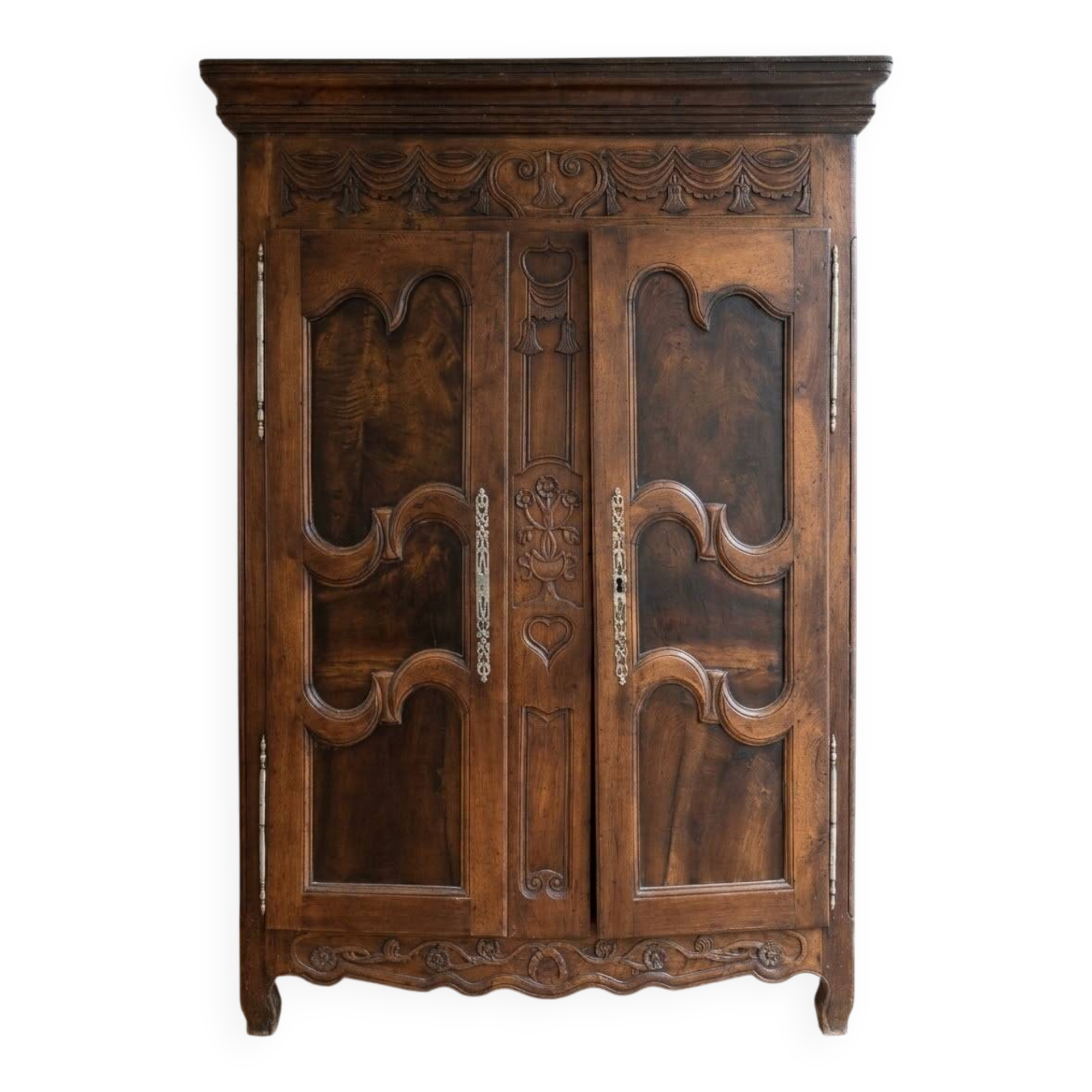 Large antique carved solid wood wardrobe