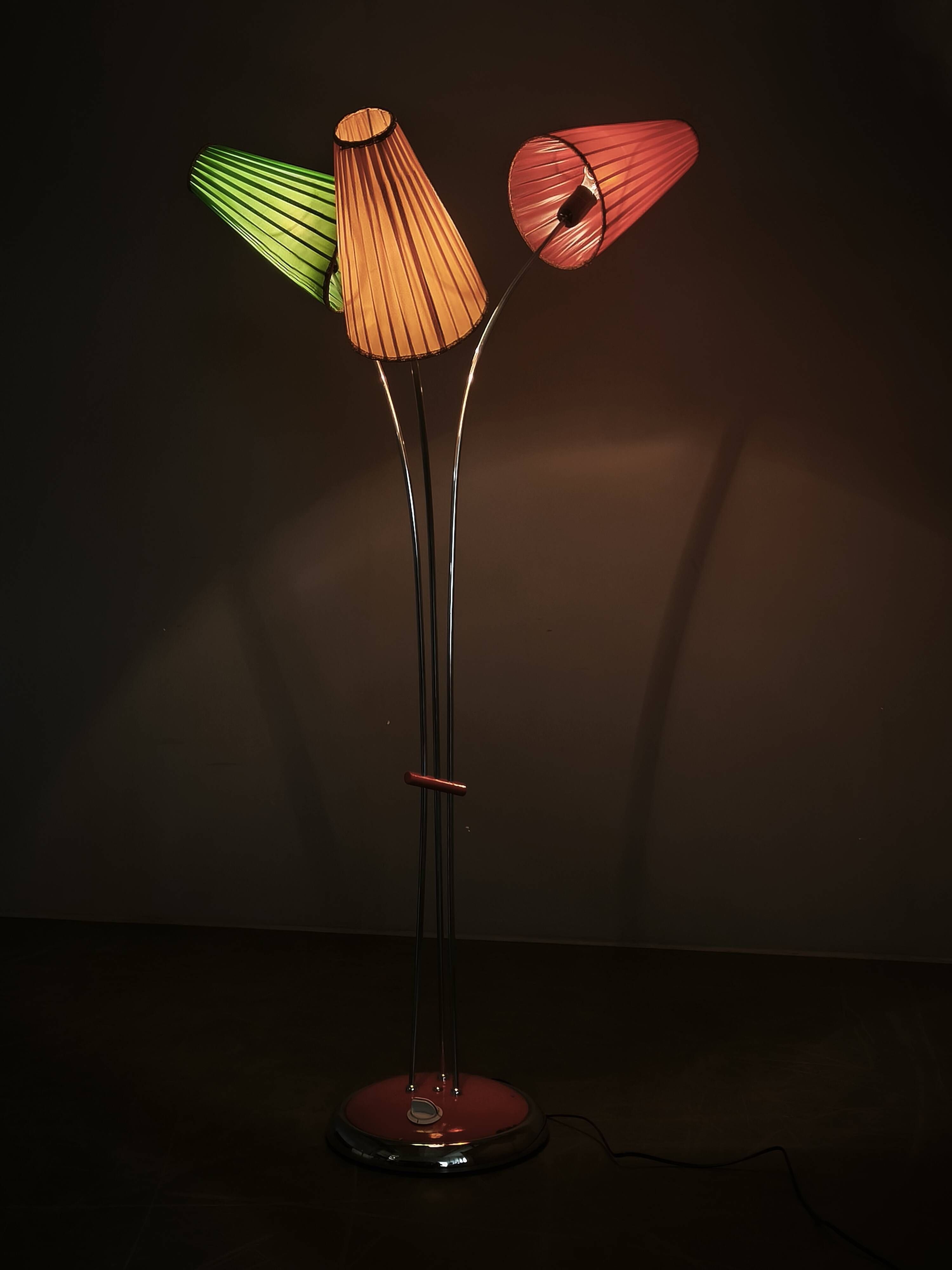 Rare German Adjustable Three-Light Floor Lamp, 1960s