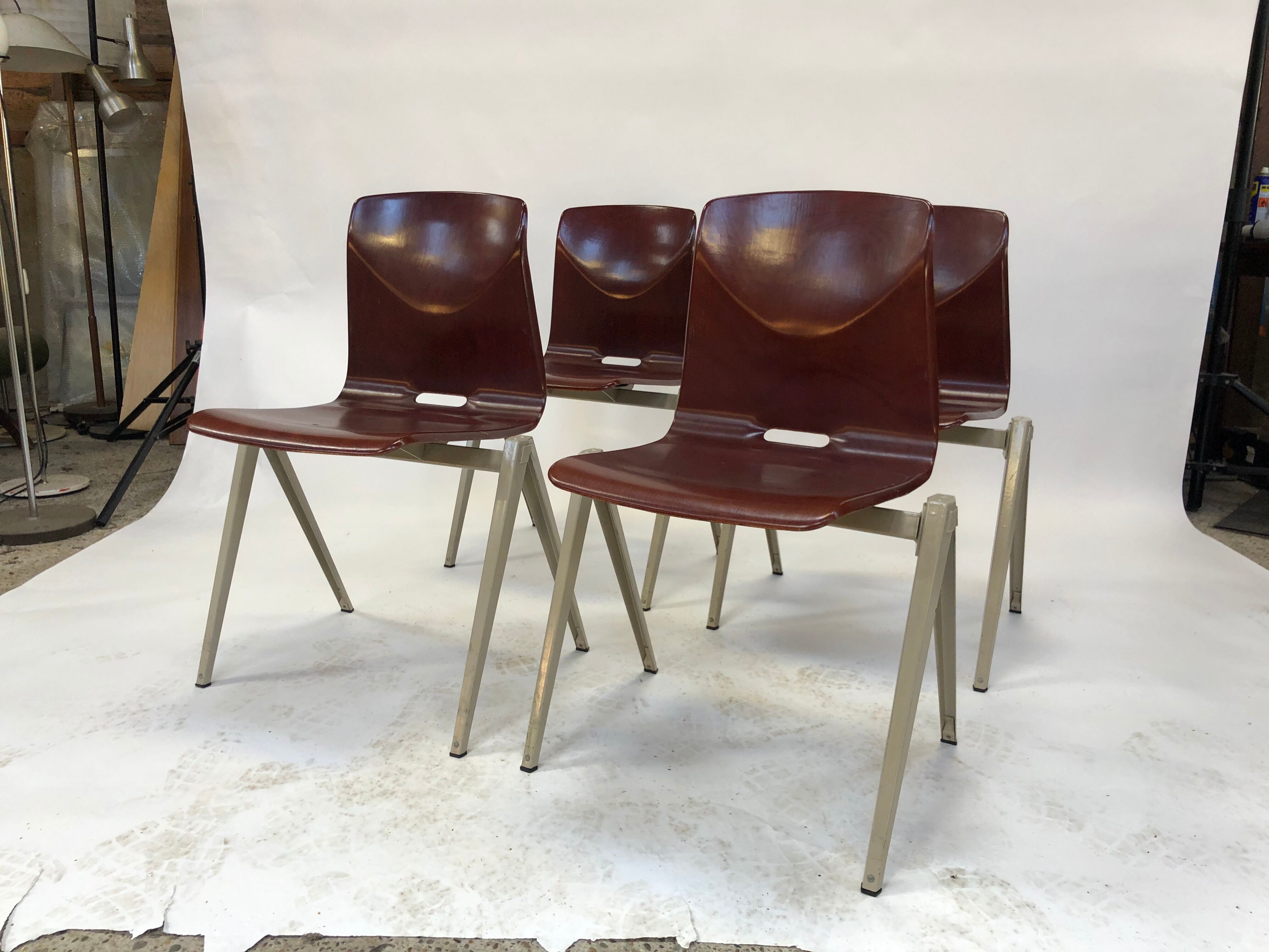Lot of 4 vintage chairs Galvanitas S22 in the Netherlands