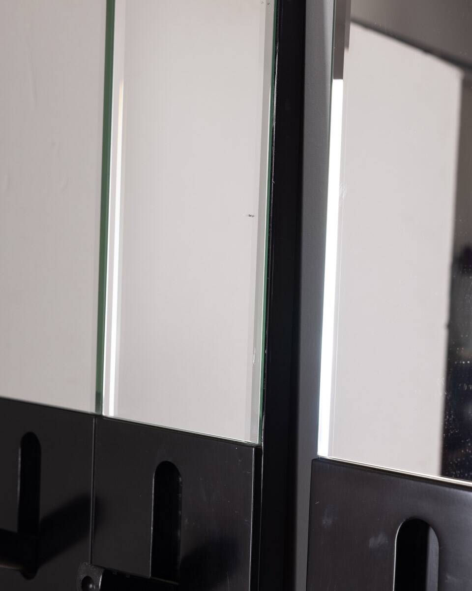 Pair of wall hangers with vintage 70s mirrors italian design