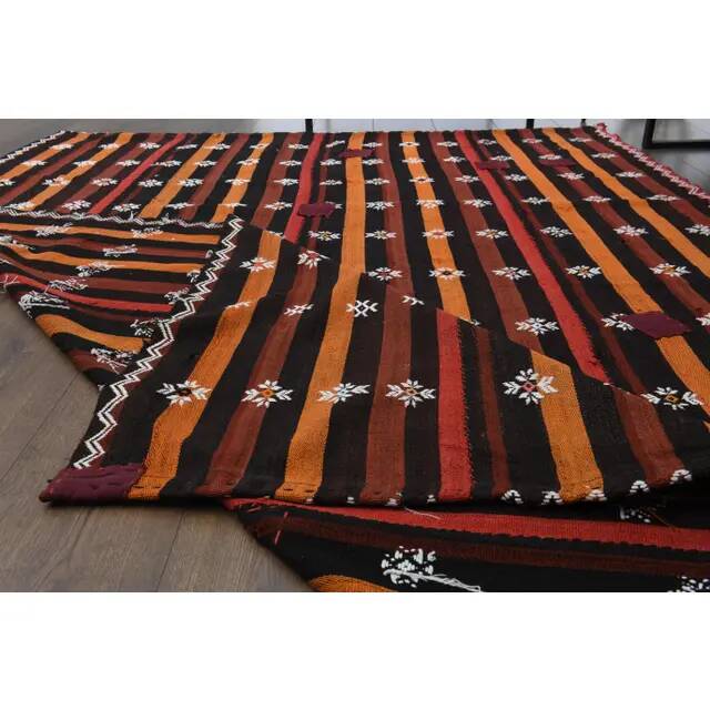 Vintage Turkish Oushak Handmade Wool & Cotton Brown Rug 169x238