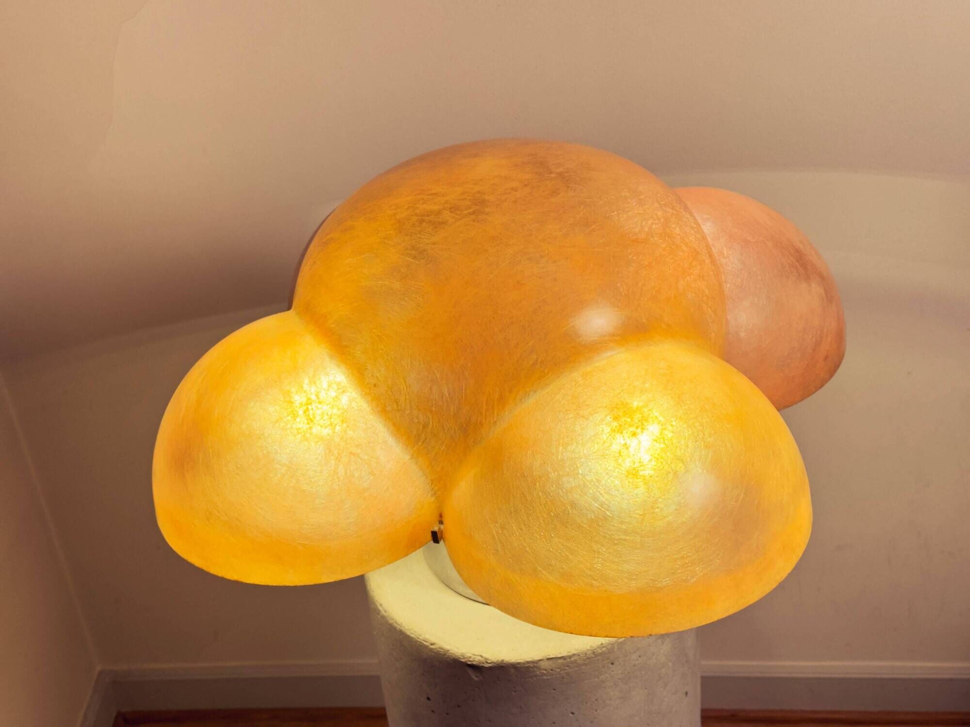 Piero gianemilio & anna monti “luna” table lamp for candle, italy, circa 1970