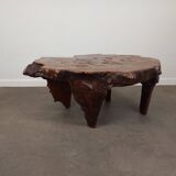 Brutalist coffee table in elm burl